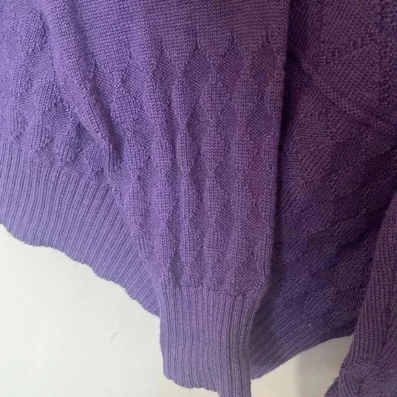[M]Vintage Colours by Alexander Julian Purple V Neck Wool  Ribbed Sweater - Picture 6 of 6